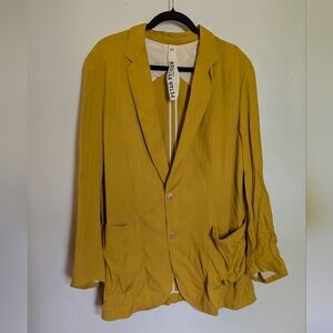 Petar Petrov Iria Blazer Viscose-Silk Blend Mustard Yellow Women's Size 40 / 12